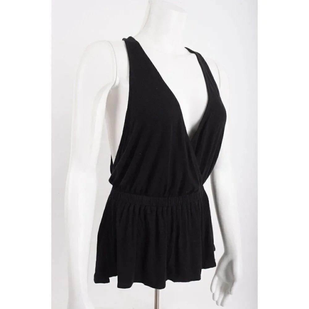 Free People We The Free Womens Top Shirt Peplum Size S Black Racerback